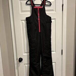 Swiss Tech Youth XL (14-16) Snow Bib Overall pants Bibs Black With Pink Trim